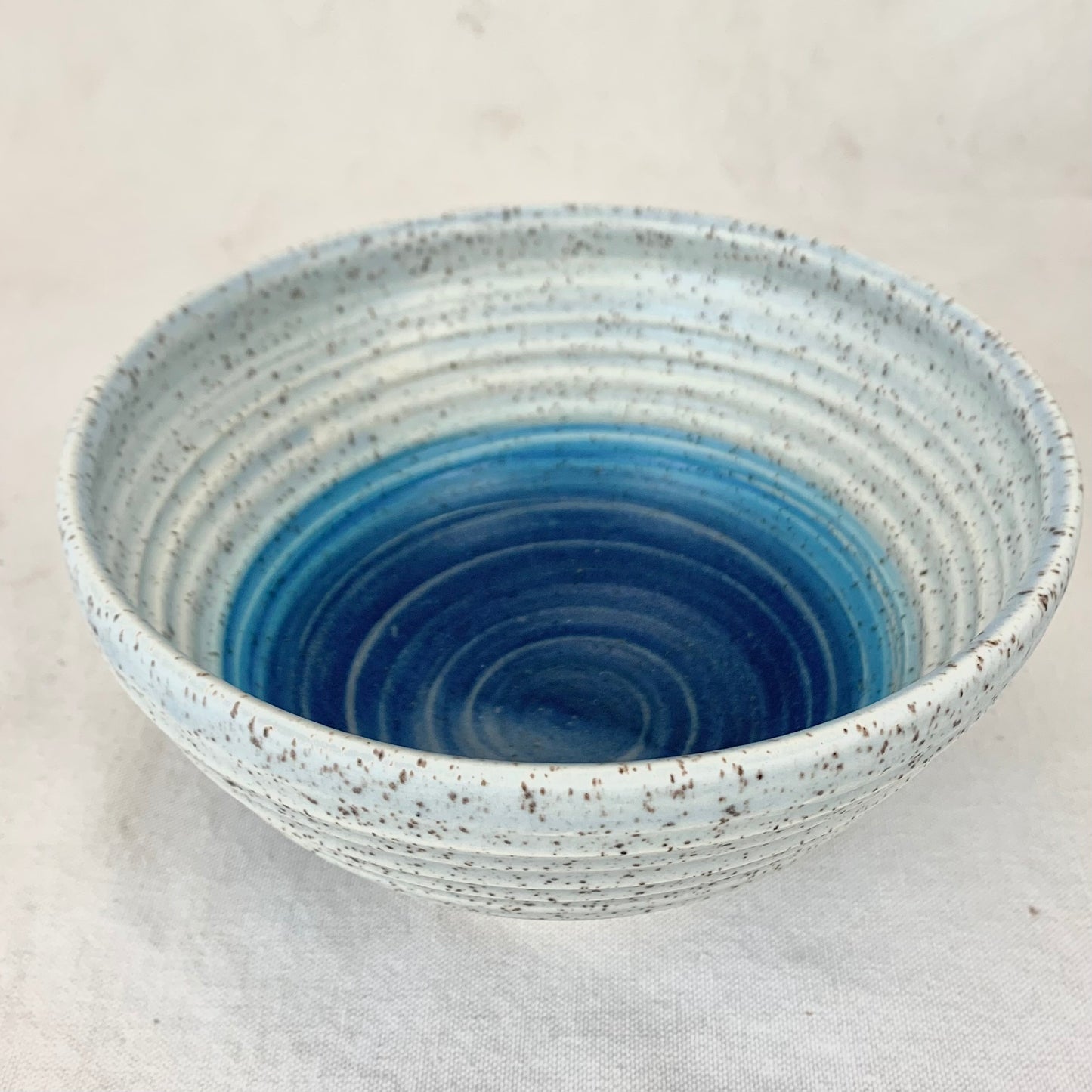 Blue and White Wheel Thrown Ramen Bowl