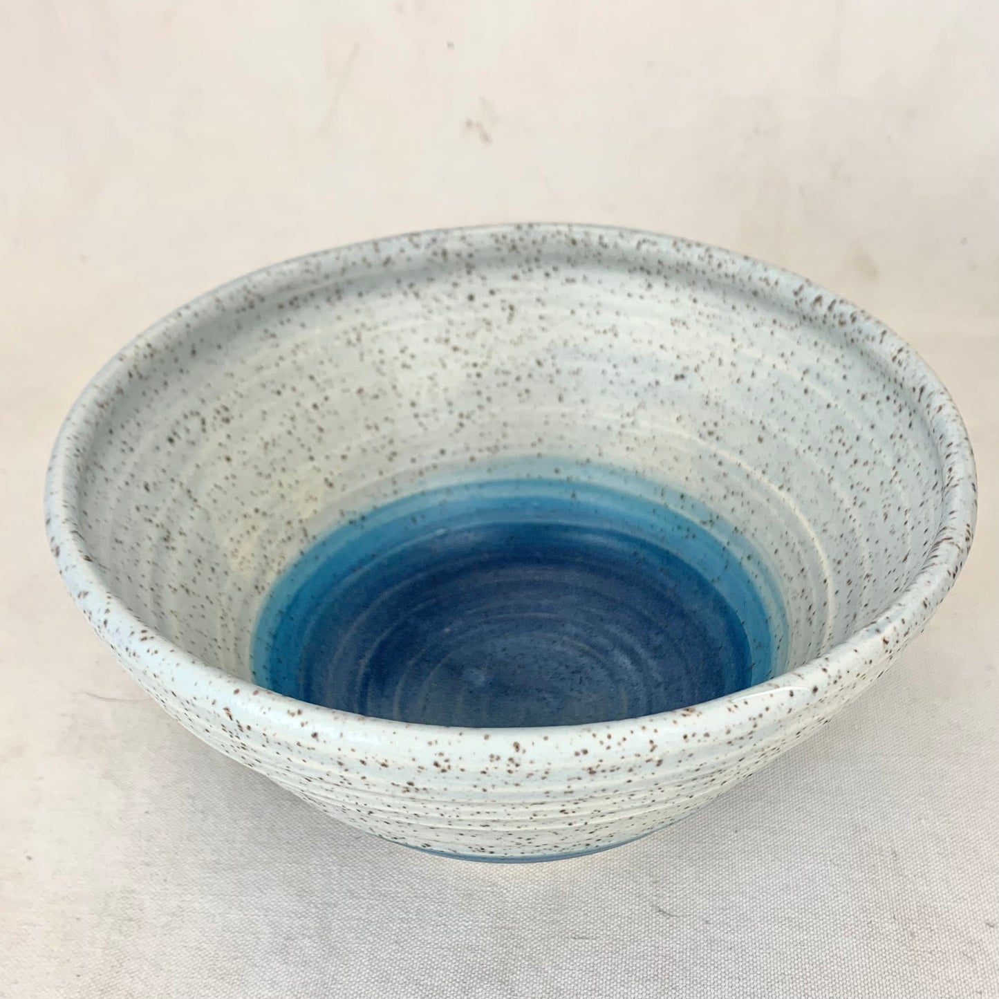 Blue and White Wheel Thrown Ramen Bowl