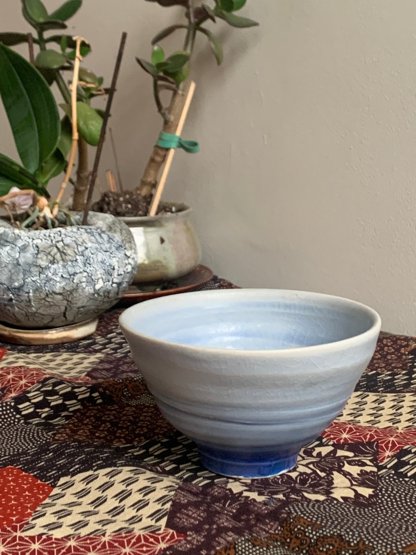 Blue Porcelain Wheel Thrown Bowl