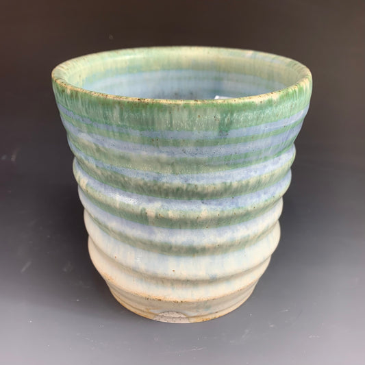 Blue and White Wheel Thrown Cup