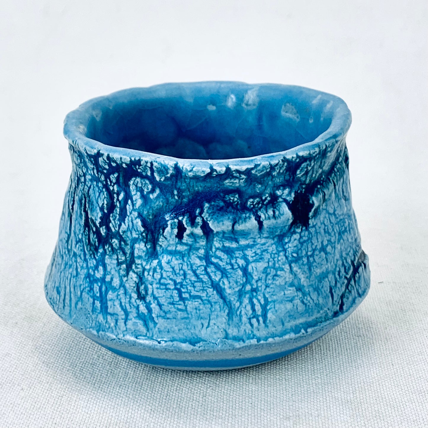 Blue Handbuilt Topographical Cup