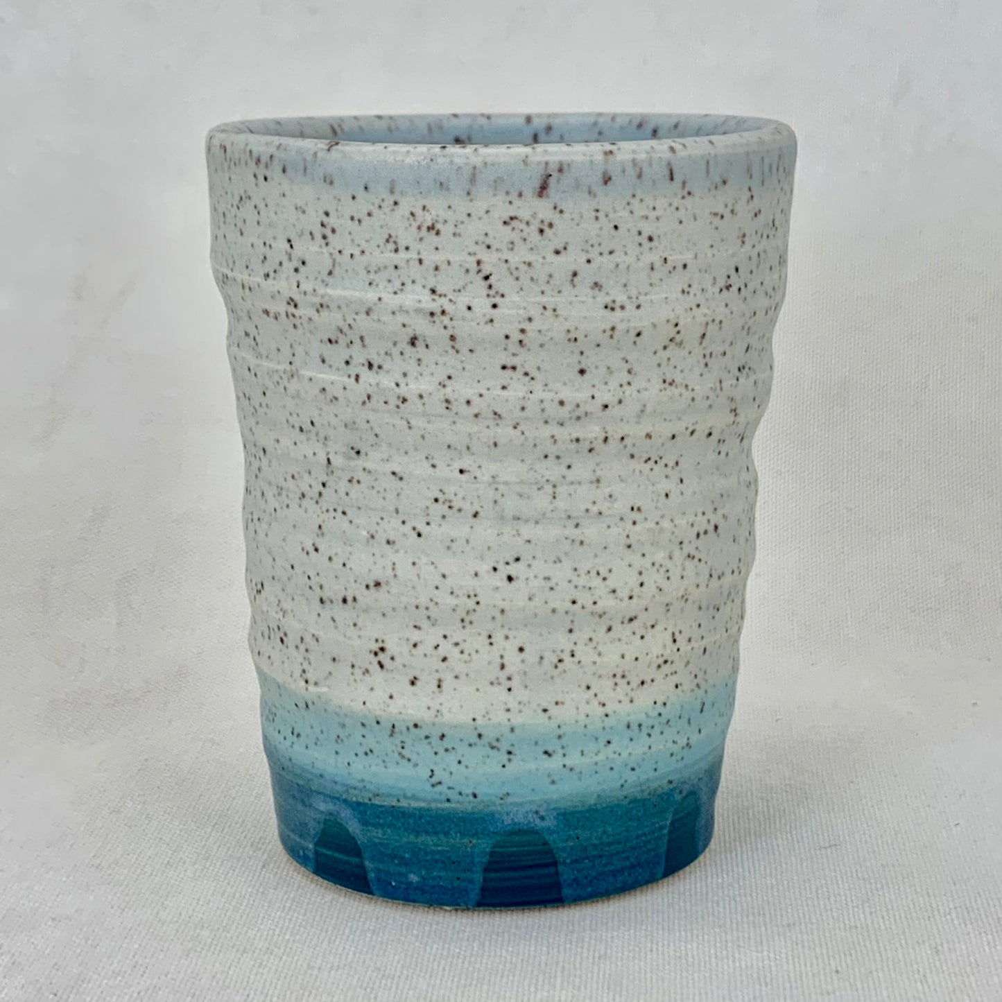 Blue and White Wheel Thrown Tumbler