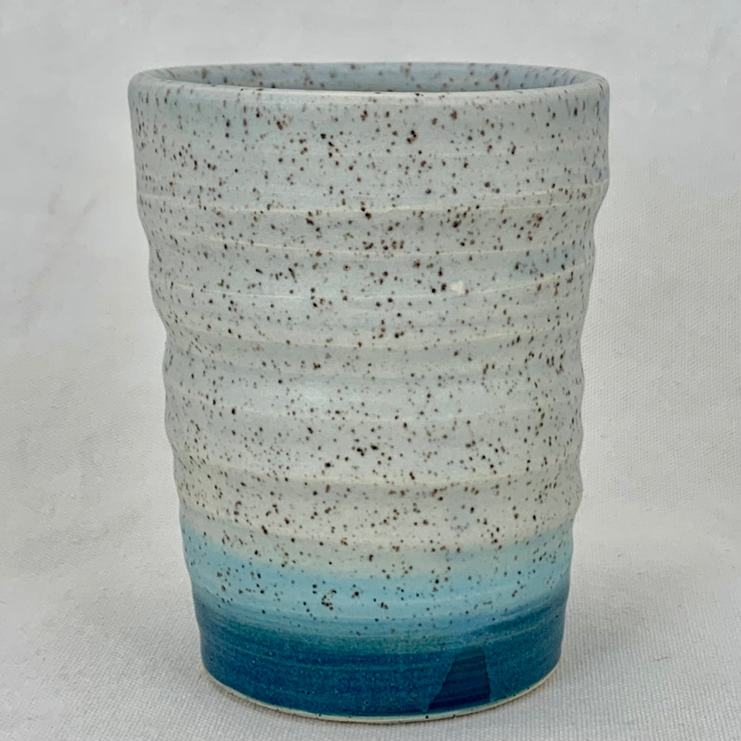 Blue and White Wheel Thrown Tumbler