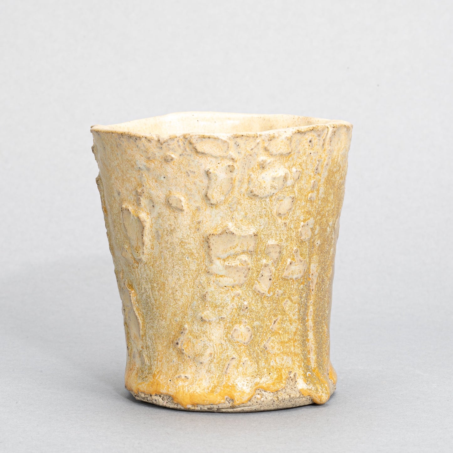 Small Hand Built Ceramic Yellow Cup
