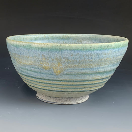 Blue Ramen Bowl on Dark Background