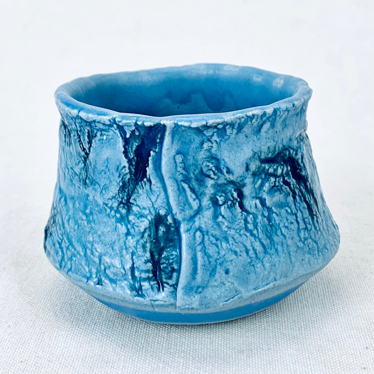 Blue Handbuilt Topographical Cup