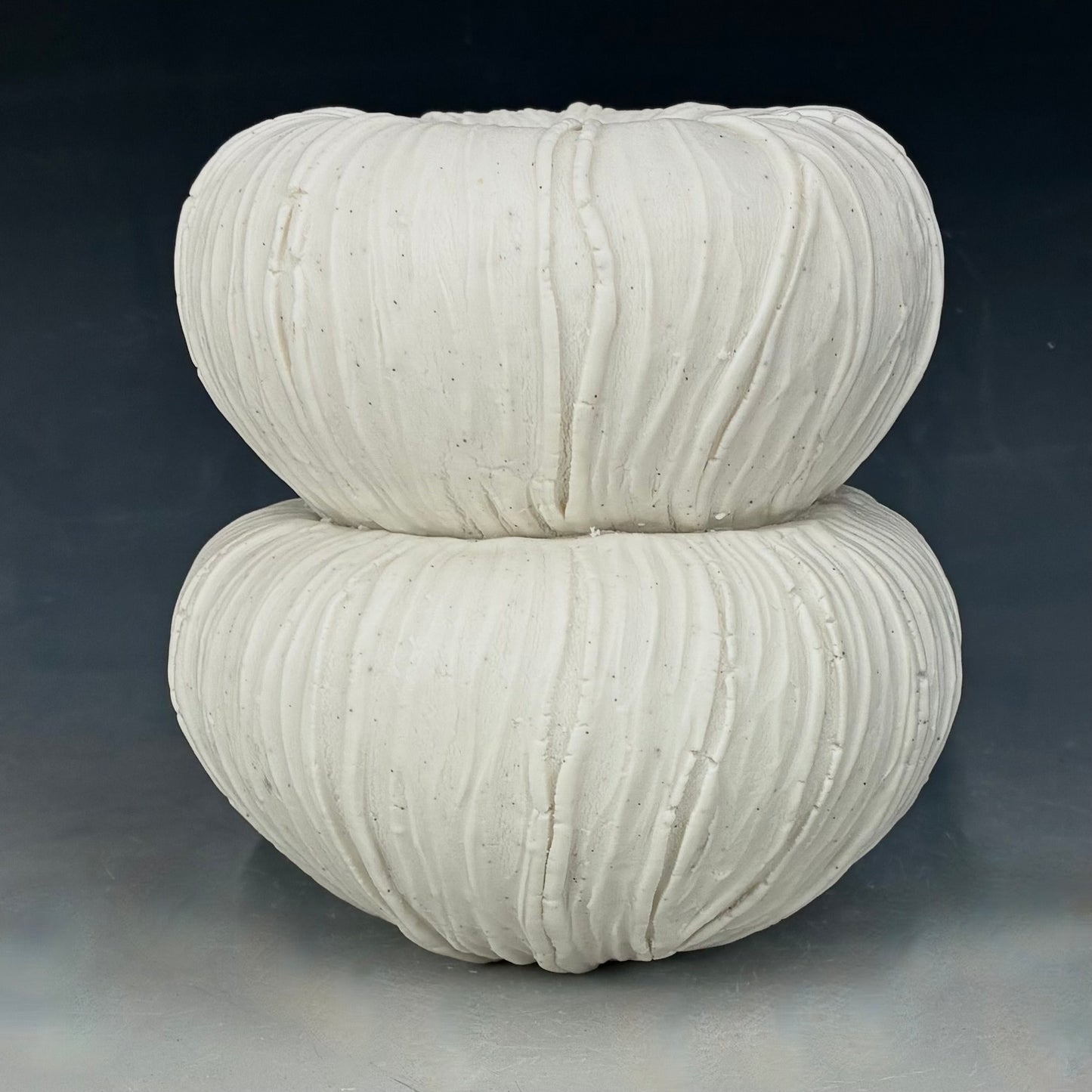  textured white ceramic Vase on a dark background